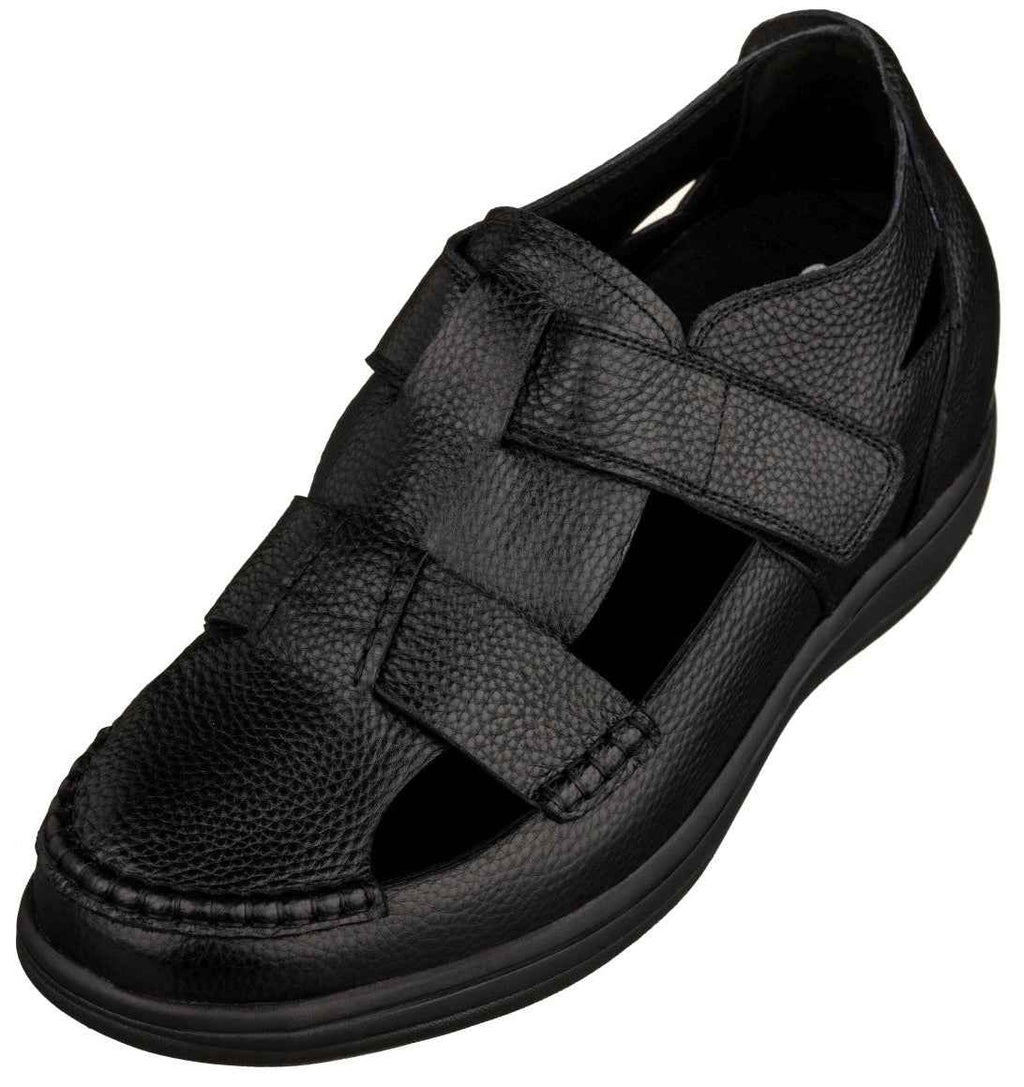 CALTO - K2661 - 3.2 Inches Taller (Black) - Casual Fisherman Sandal