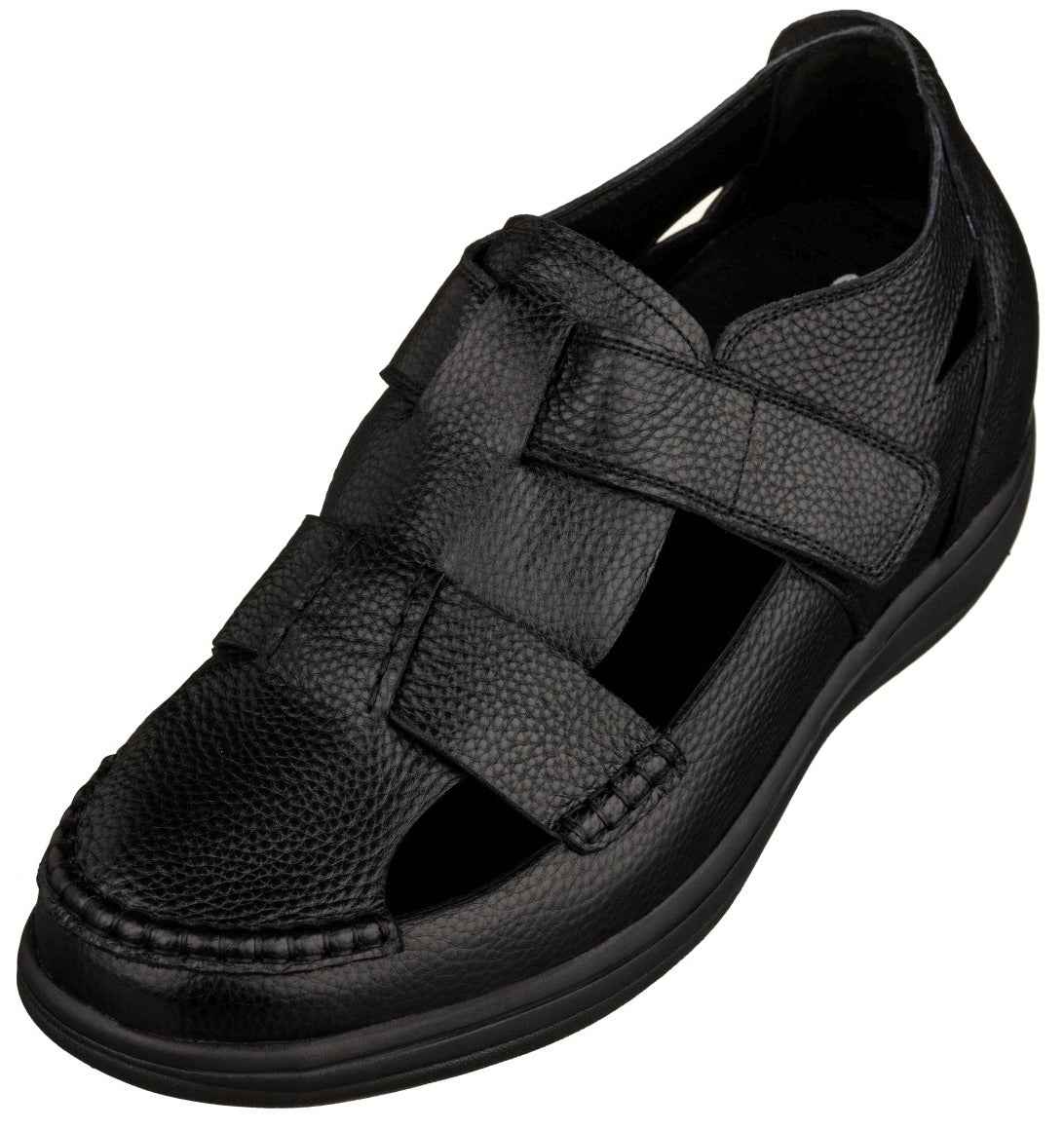 CALTO - K2661 - 3.2 Inches Taller (Black) - Casual Fisherman Sandal