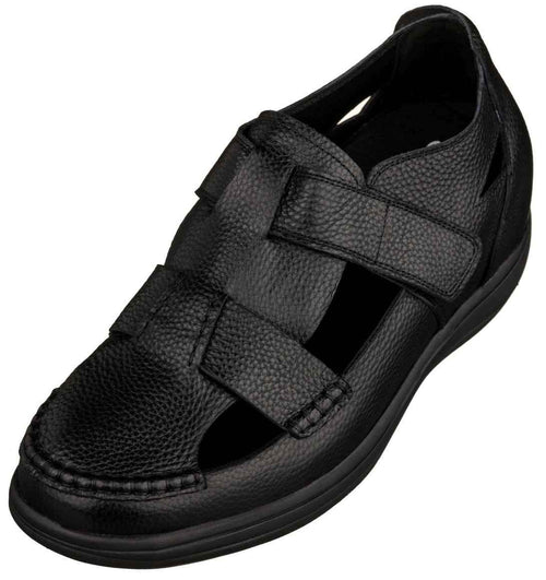 CALTO - K2661 - 3.2 Inches Taller (Black) - Casual Fisherman Sandal