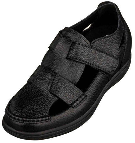 CALTO - K2661 - 3.2 Inches Taller (Black) - Casual Fisherman Sandal