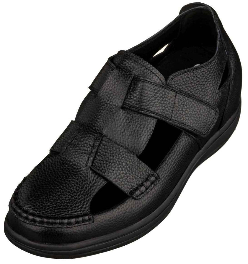 CALTO - K2661 - 3.2 Inches Taller (Black) - Casual Fisherman Sandal