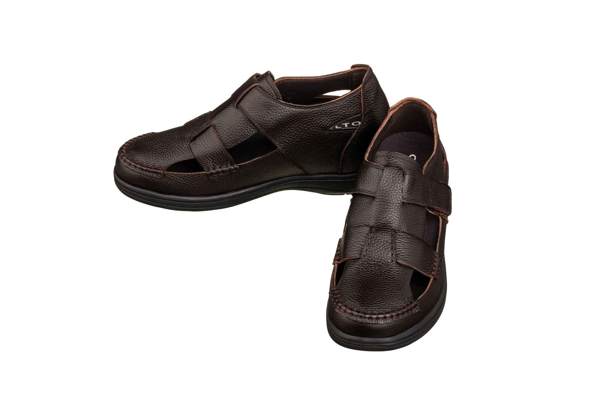 CALTO - K2662 - 3.2 Inches Taller (Dark Brown) - Casual Fisherman Sandal
