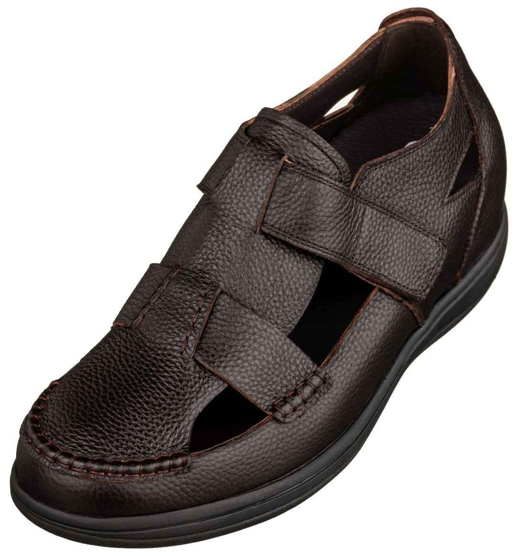 CALTO - K2662 - 3.2 Inches Taller (Dark Brown) - Casual Fisherman Sandal