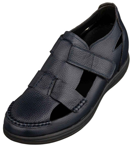 CALTO - K2663 - 3.2 Inches Taller (Navy) - Casual Fisherman Sandal