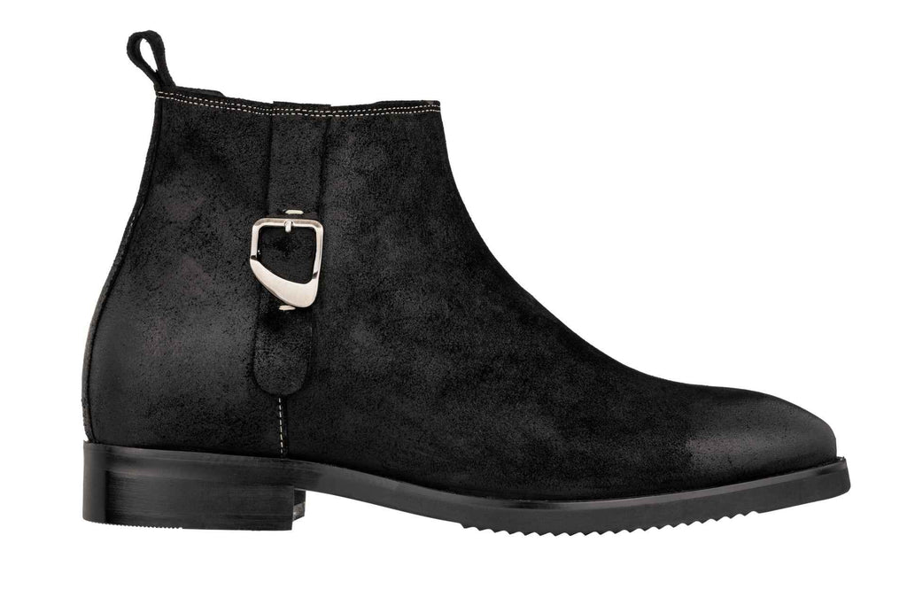 TOTO - K92081 - 3 Inches Taller (Nubuck Black) - Chelsea Ankle Boots