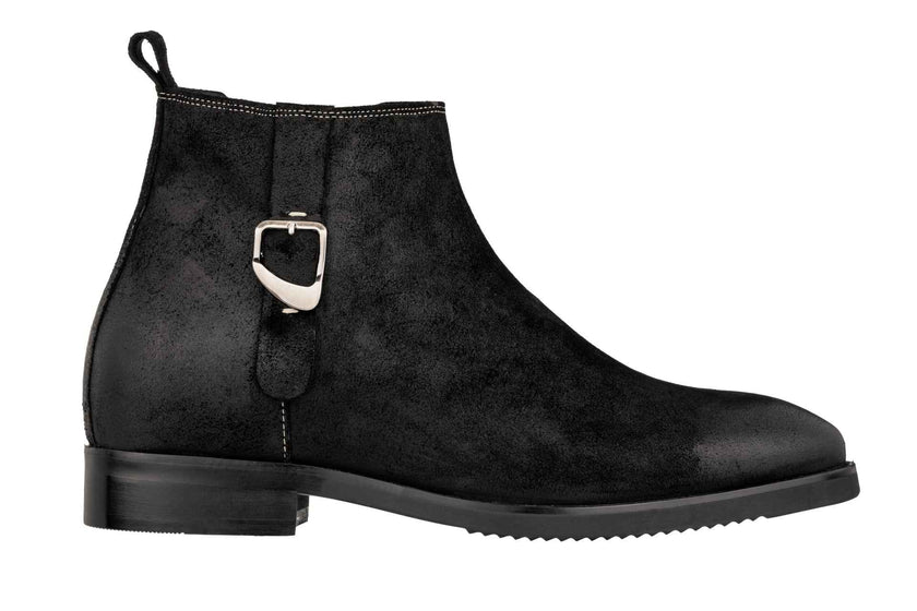 TOTO - K92081 - 3 Inches Taller (Nubuck Black) - Chelsea Ankle Boots