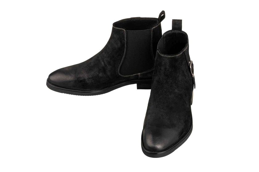 TOTO - K92081 - 3 Inches Taller (Nubuck Black) - Chelsea Ankle Boots