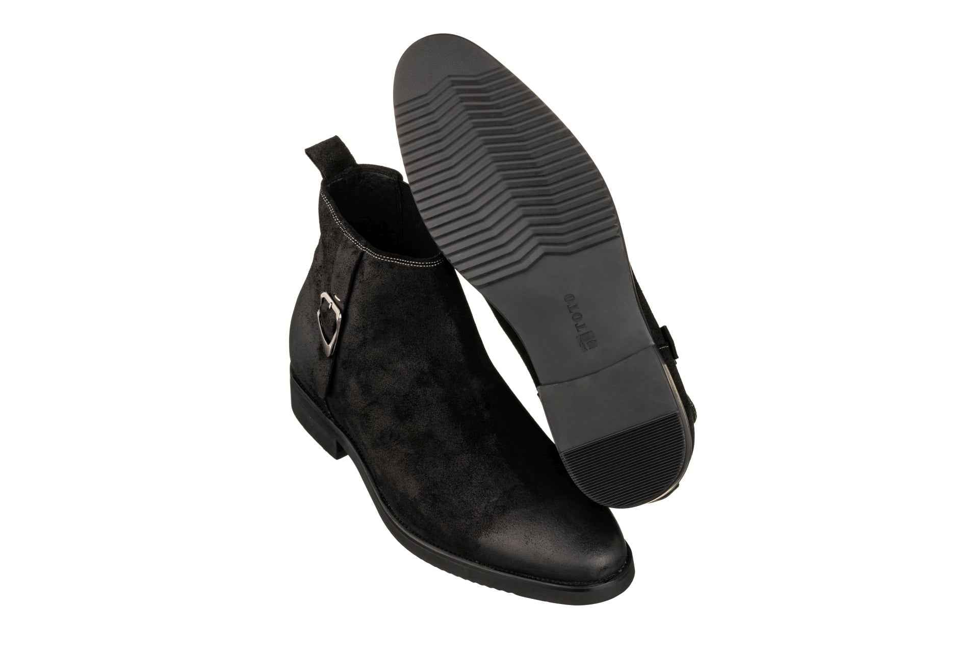 TOTO - K92081 - 3 Inches Taller (Nubuck Black) - Chelsea Ankle Boots