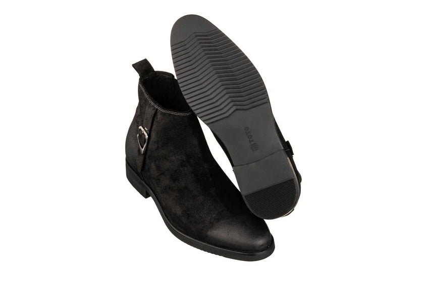 TOTO - K92081 - 3 Inches Taller (Nubuck Black) - Chelsea Ankle Boots