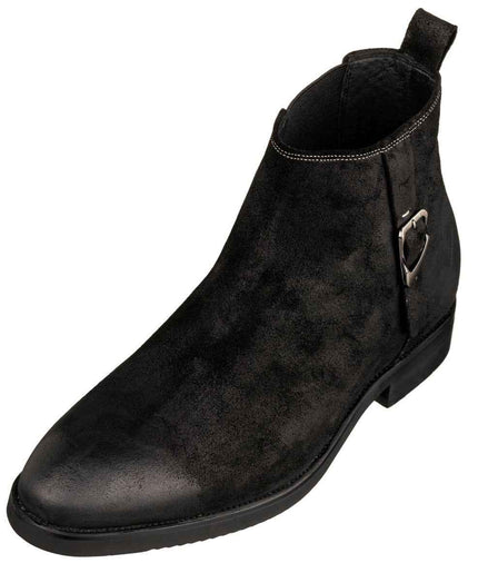 TOTO - K92081 - 3 Inches Taller (Nubuck Black) - Chelsea Ankle Boots