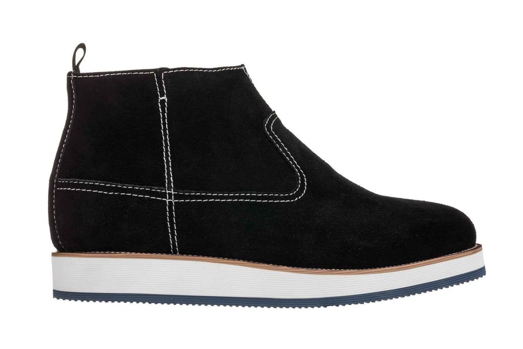 CALTO - Y30021 - 3 Inches Taller (Nubuck Black) - Zipper Boots