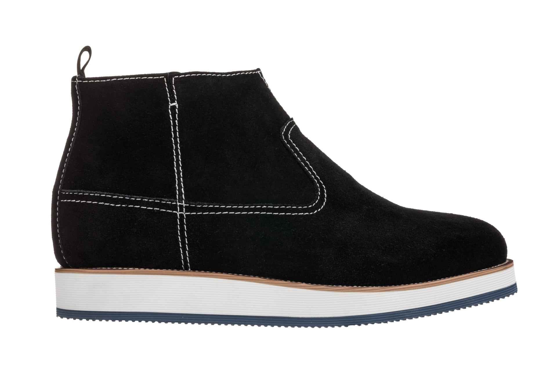 CALTO - Y30021 - 3 Inches Taller (Nubuck Black) - Zipper Boots