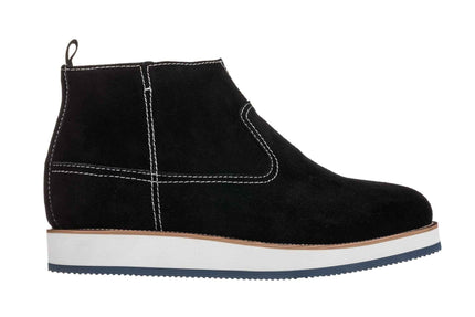 CALTO - Y30021 - 3 Inches Taller (Nubuck Black) - Zipper Boots