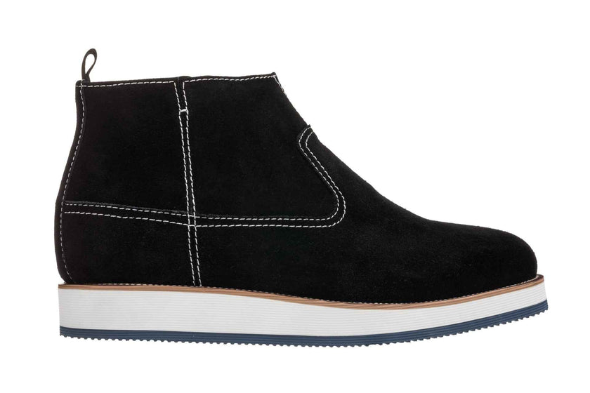 CALTO - Y30021 - 3 Inches Taller (Nubuck Black) - Zipper Boots