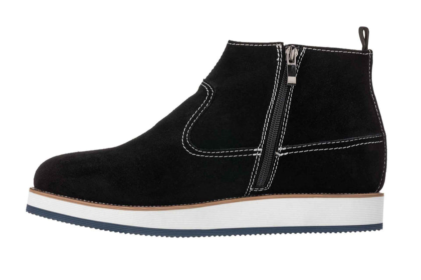 CALTO - Y30021 - 3 Inches Taller (Nubuck Black) - Zipper Boots