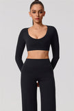 The Nestle Long Sleeve Crop Top Straight Leg Pants 2-Piece Set