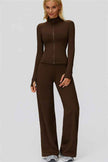 The FemmeFit Zip Jacket Straight Leg Pants 2-Piece Set