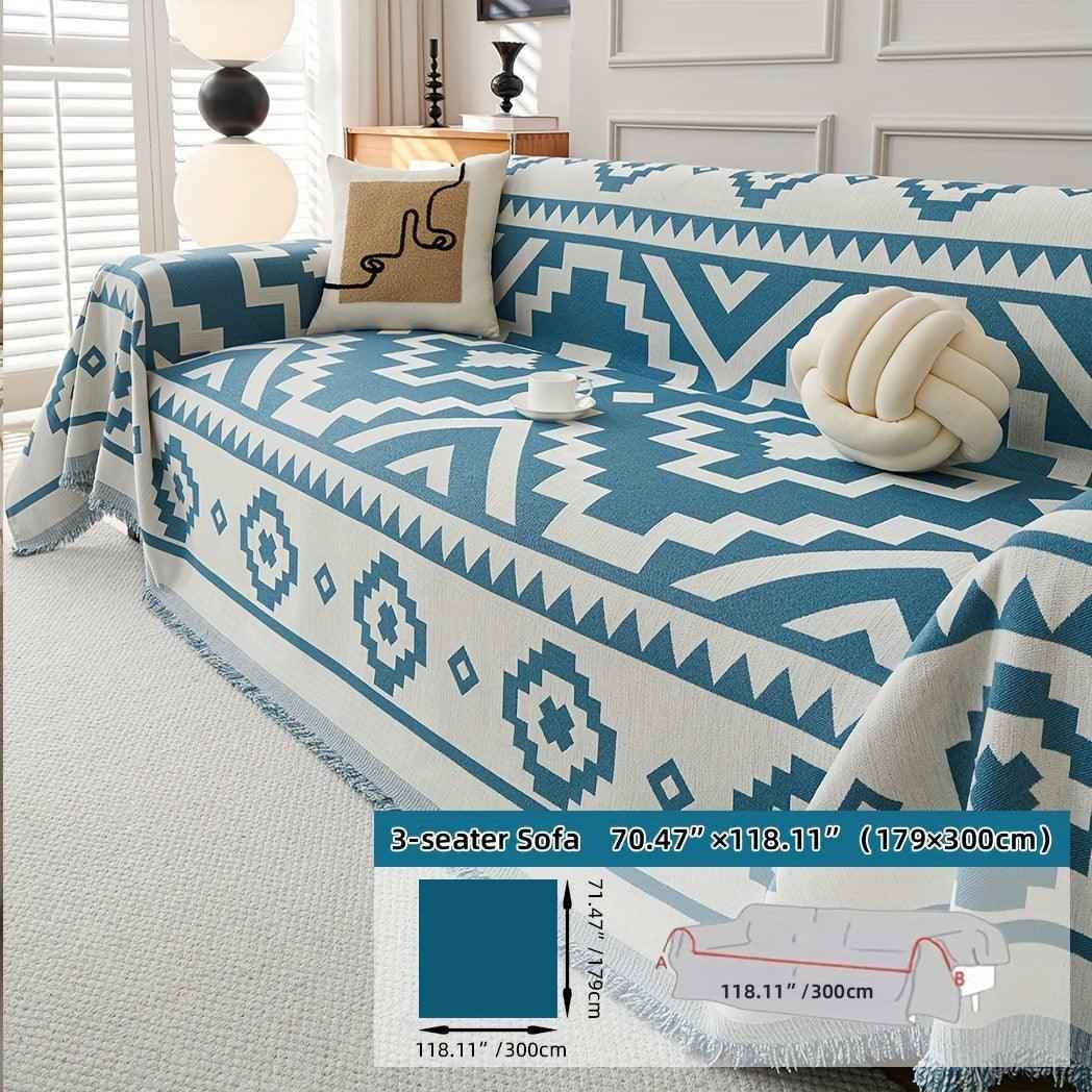 Boho-Chic All-Season Sofa Cover | Light Gray & Pet Proof Couch Cover