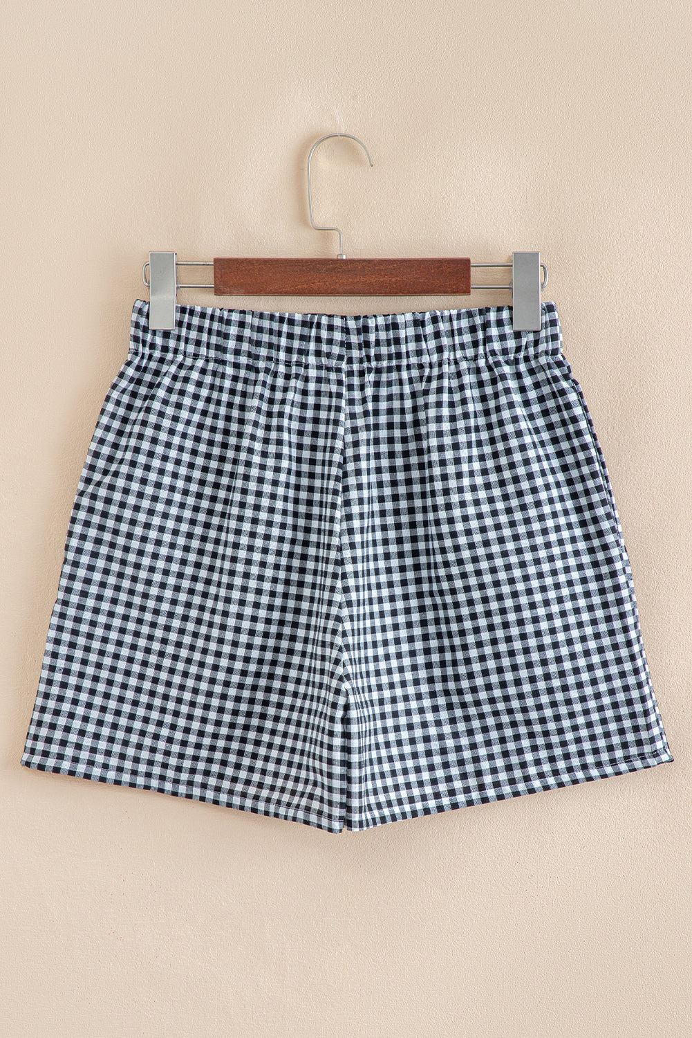 Black Gingham Printed High Waist Shorts - Pikemla