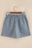 Black Gingham Printed High Waist Shorts - Pikemla