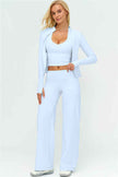 The Twirl Zip Jacket Halter Tank Top New Straight Leg Pants 3-Piece Set