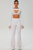 The Ember Sports Bra Crop Top Flared Leggings 3-Piece Set