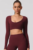 The Nestle Long Sleeve Crop Top Straight Leg Pants 2-Piece Set