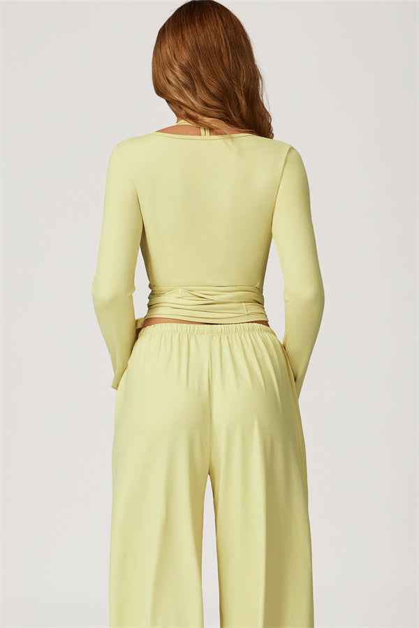 The Sprint Long Sleeve Crop Top Halter Tank Top Sweatpants 3-Piece Set