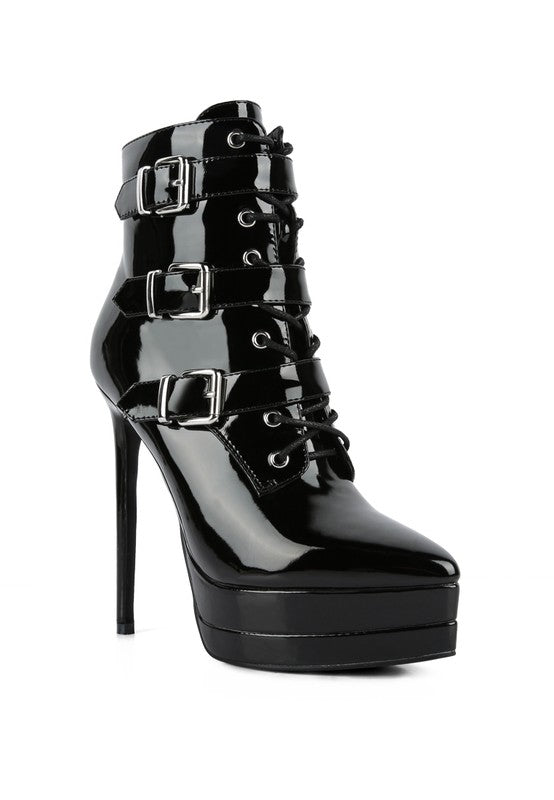 High Heeled Patent PU Stiletto Boot - Pikemla