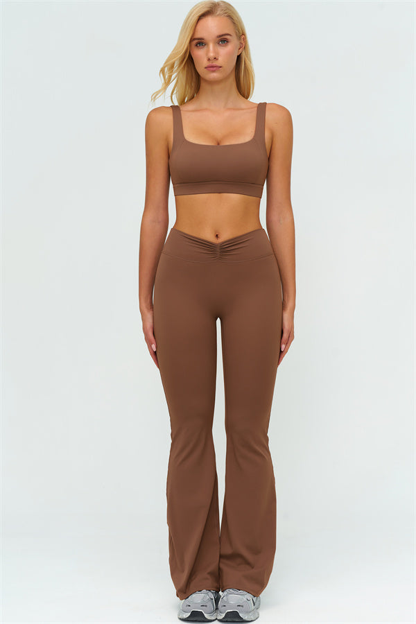 The Lushness V-Back Sports Bra Flared Leggings 2-Piece Set