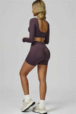 The Prime Long Sleeve Crop Top Shorts 2-Piece Set