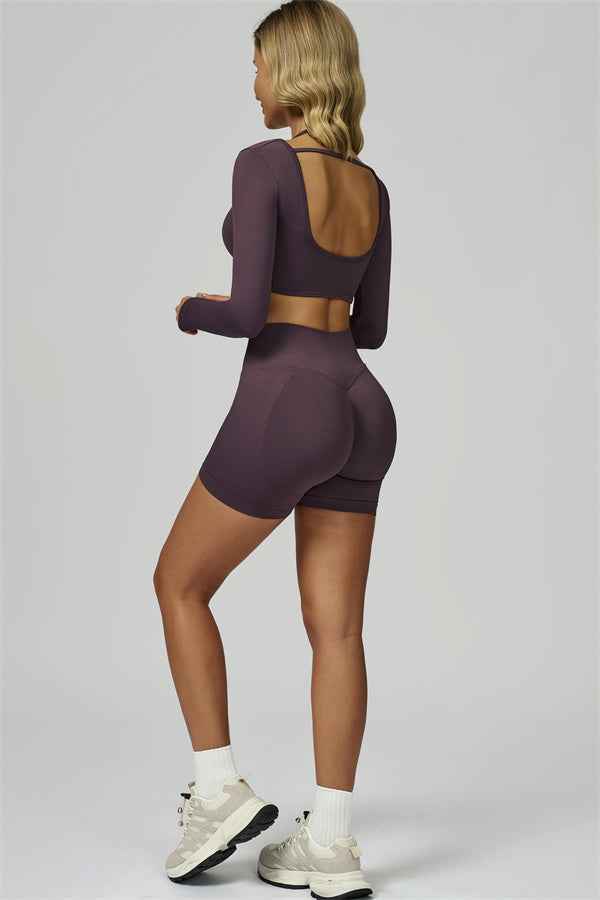 The Prime Long Sleeve Crop Top Shorts 2-Piece Set