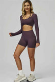 The Prime Long Sleeve Crop Top Shorts 2-Piece Set