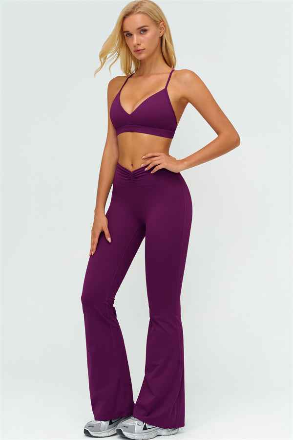 The Lushness Y-Back Sports Bra Flared Leggings 2-Piece Set