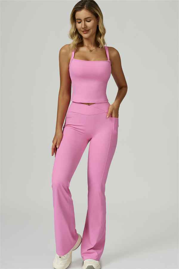 The Flourish Crop Tank Flared Leggings 2-Piece Set