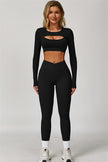 The Lavish Long Sleeve Cut-out Crop Top Leggings 2-Piece Set