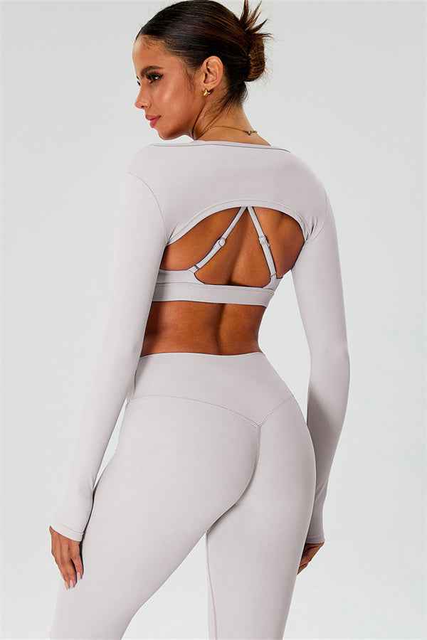 The Ember Sports Bra Crop Top Flared Leggings 3-Piece Set