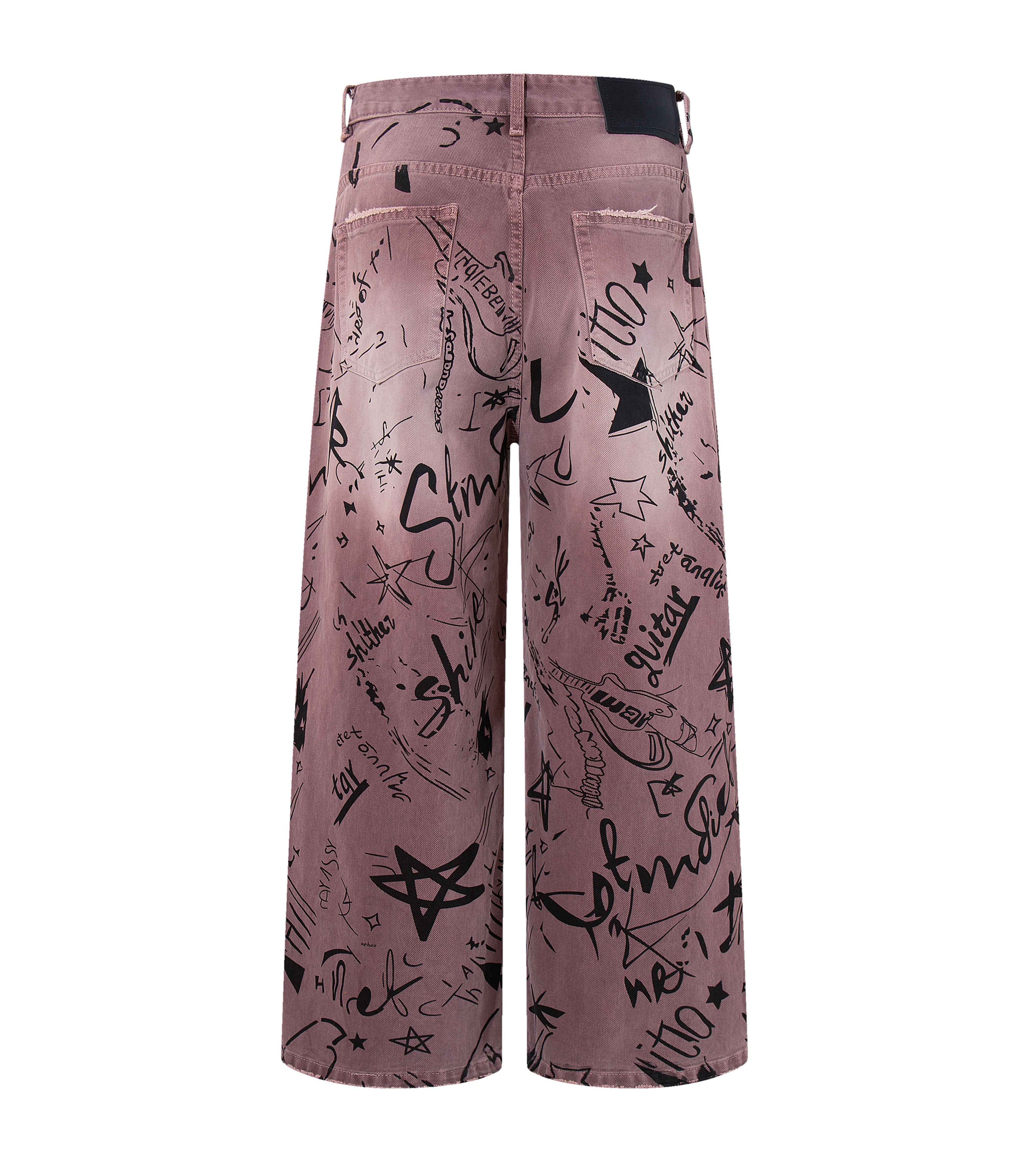 MAROON GRAFFITI DENIM