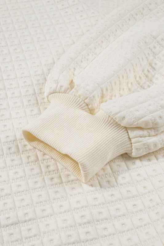 Pineapple Textured Half-Button Collared Sweatshirt