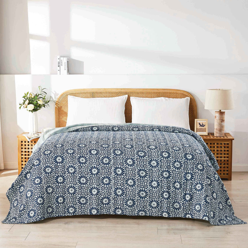 Hand Stitched Block Print Kantha Coverlets