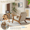 Beige Linen Upholstered Armchair SetOf2 Mid Century