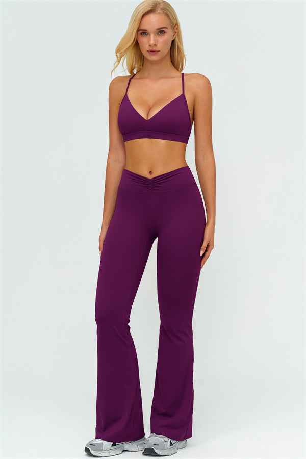 The Lushness Y-Back Sports Bra Flared Leggings 2-Piece Set