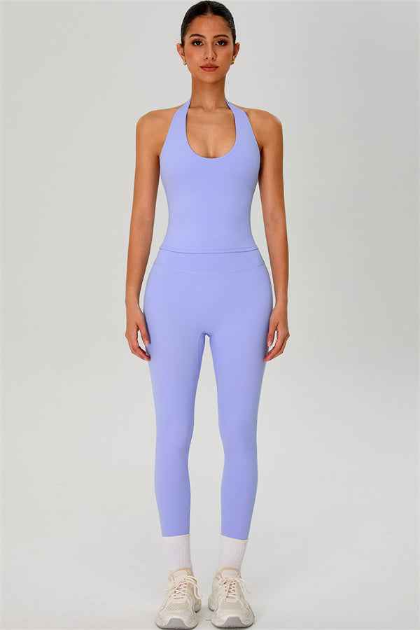 The Solid Halter Tank Top Leggings 2-Piece Set