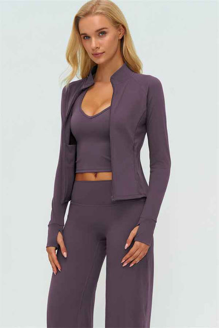 The Twirl Zip Jacket Halter Tank Top New Straight Leg Pants 3-Piece Set