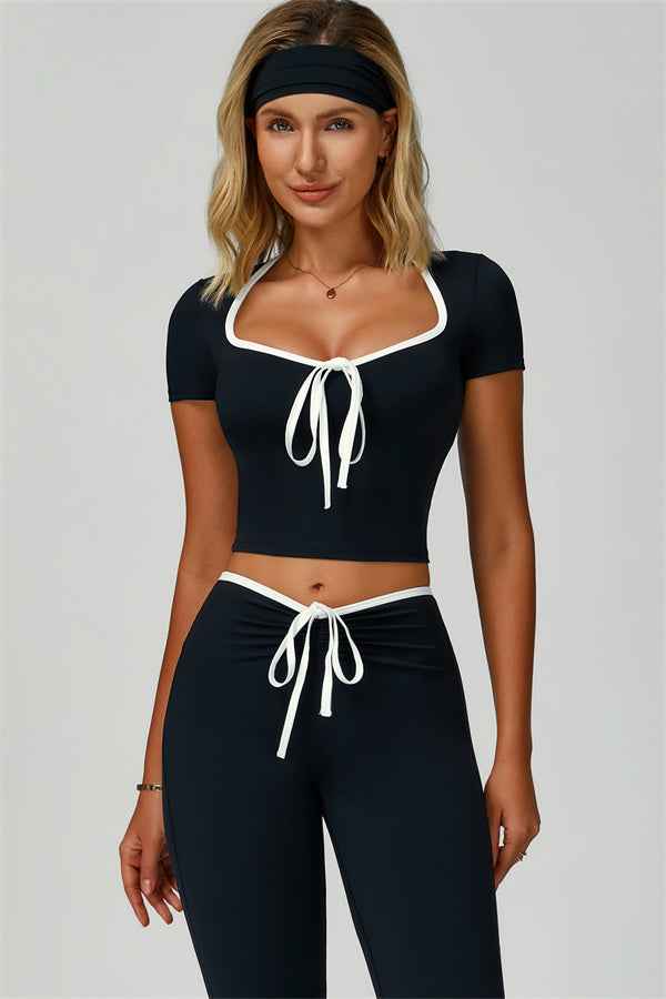 The Skyline Tie Top Flared Leggings 2-Piece Set
