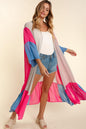 PLUS COLOR BLOCK KIMONO MAXI OPEN CARDIGAN - Pikemla