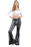 Metallic Bell Bottom Jean Black -Inseam 32 - Pikemla