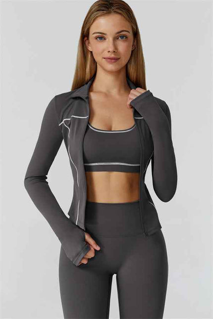 The Venus Zip Top Sports Bra Leggings 3-Piece Set