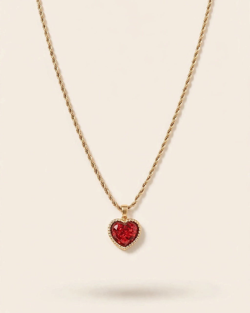 Glittered Heart Chain Necklace