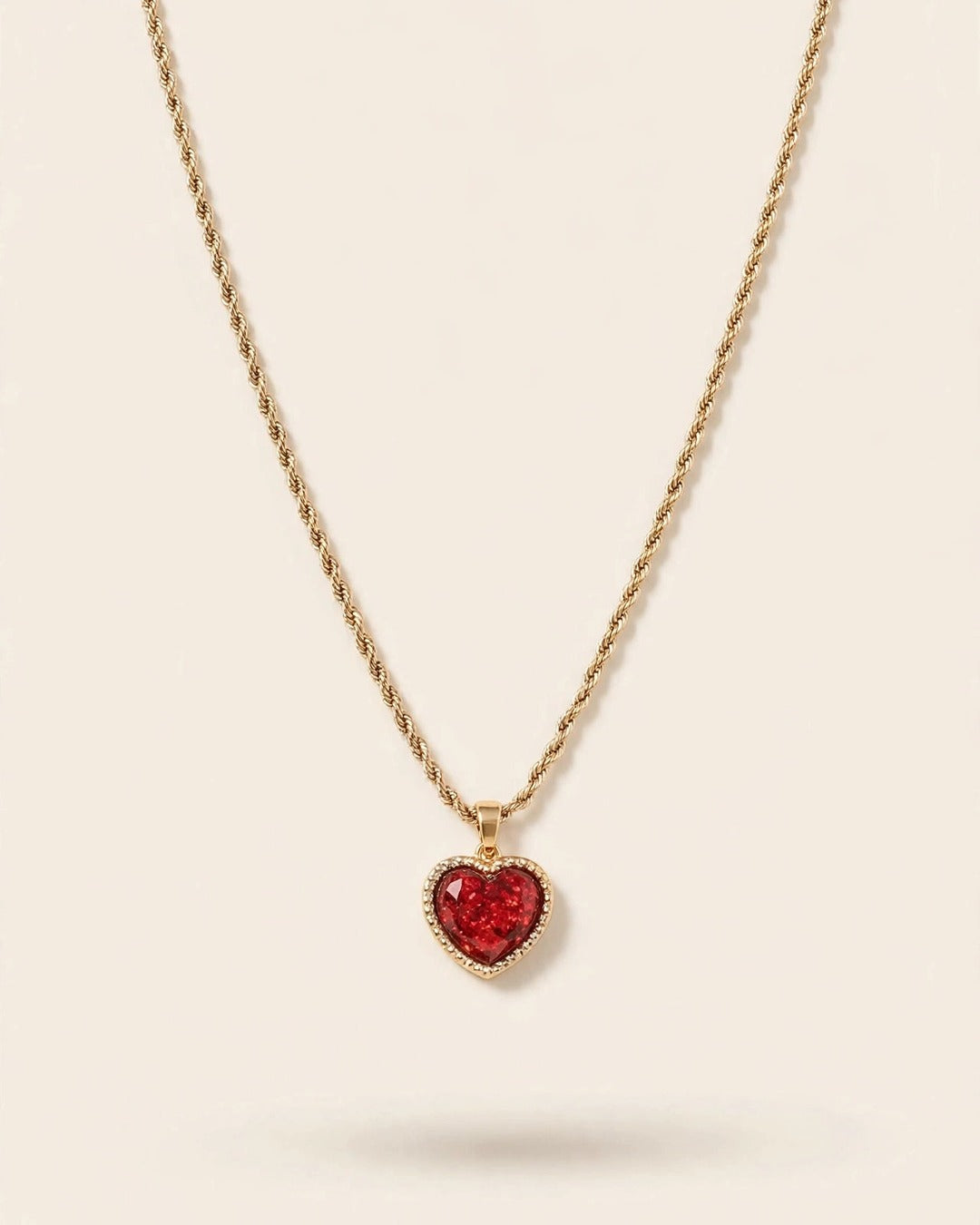 Glittered Heart Chain Necklace